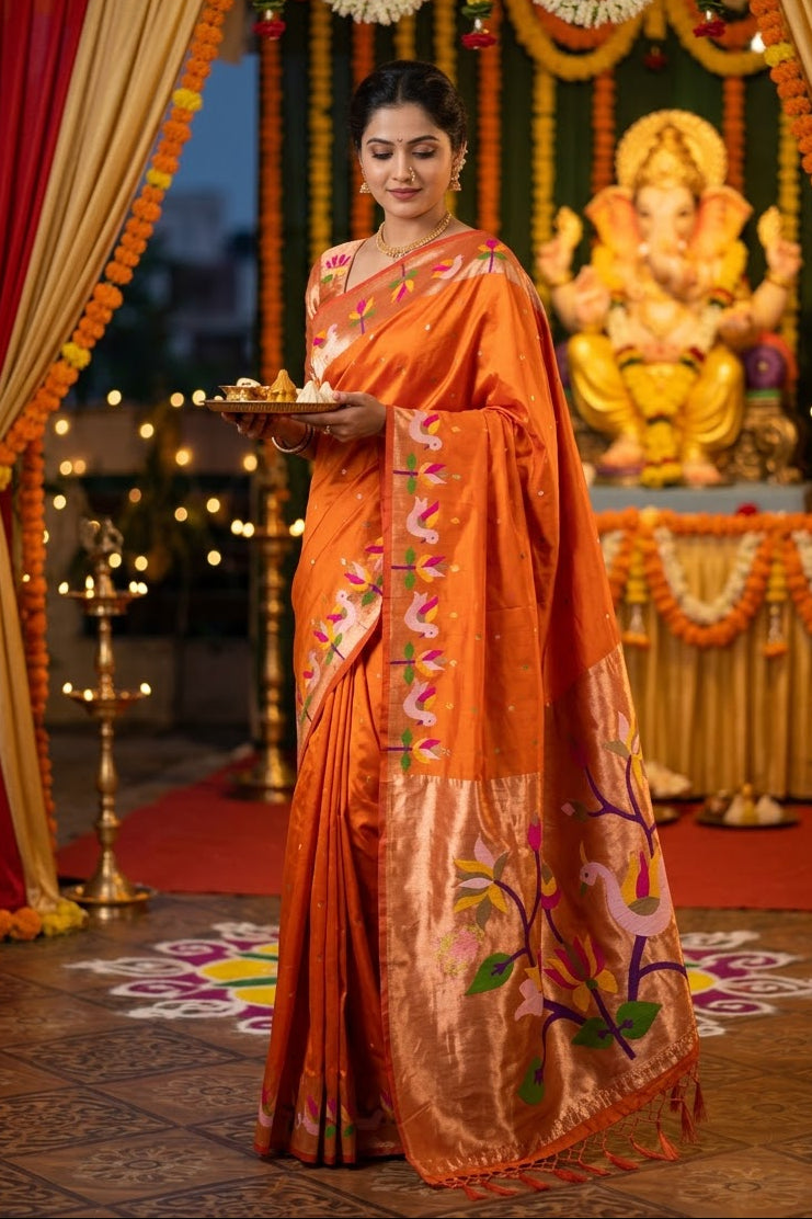 Meherika Khadi Silk Saree With Minakari Zari Border & Designer Zari Pallu