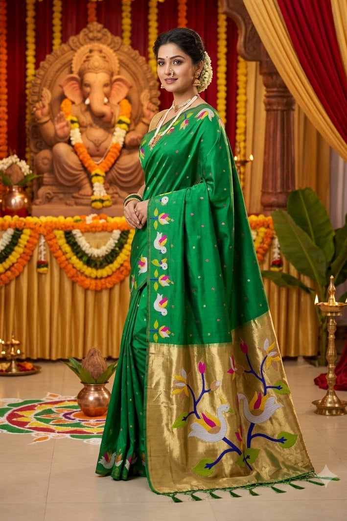 Meherika Khadi Silk Saree With Minakari Zari Border & Designer Zari Pallu