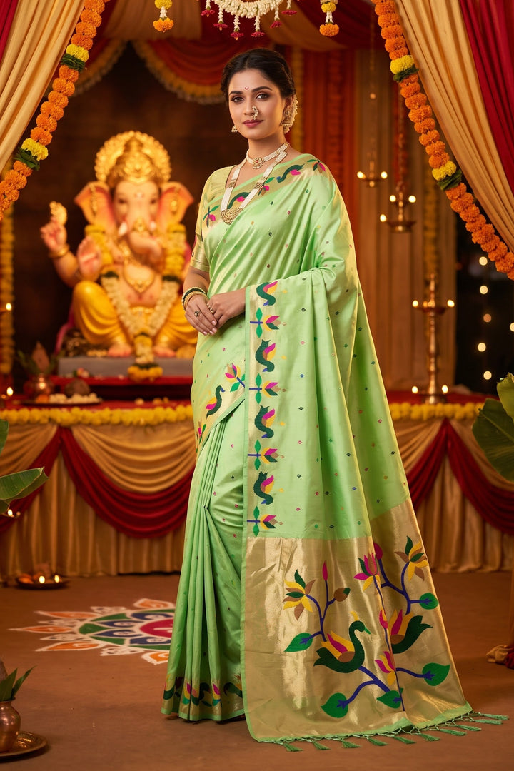 Meherika Khadi Silk Saree With Minakari Zari Border & Designer Zari Pallu