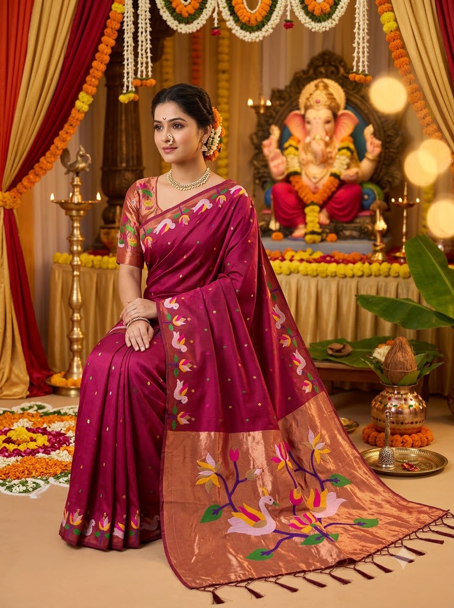 Meherika Khadi Silk Saree With Minakari Zari Border & Designer Zari Pallu