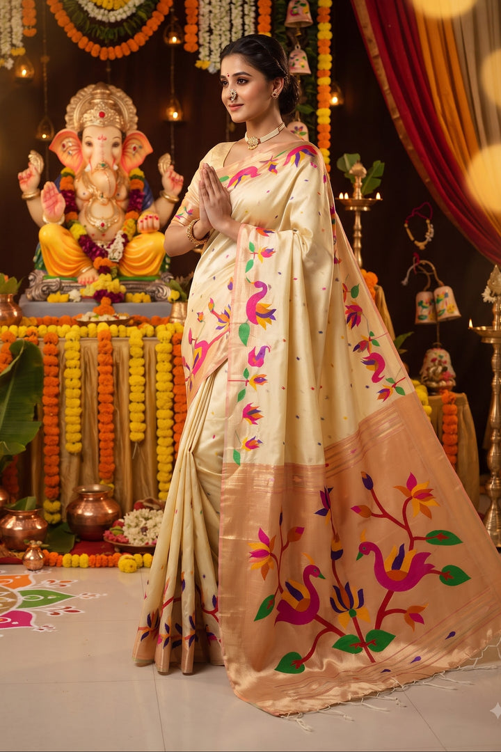 Meherika Khadi Silk (Semi ) Saree With Minakari Zari Border & Designer Zari Pallu