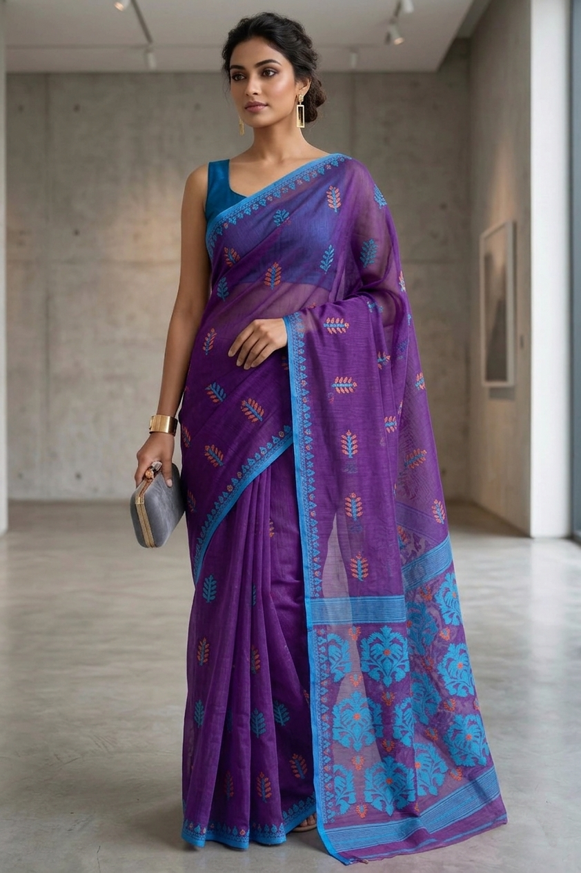 Ful Bagan Dhakai Jamdani Saree