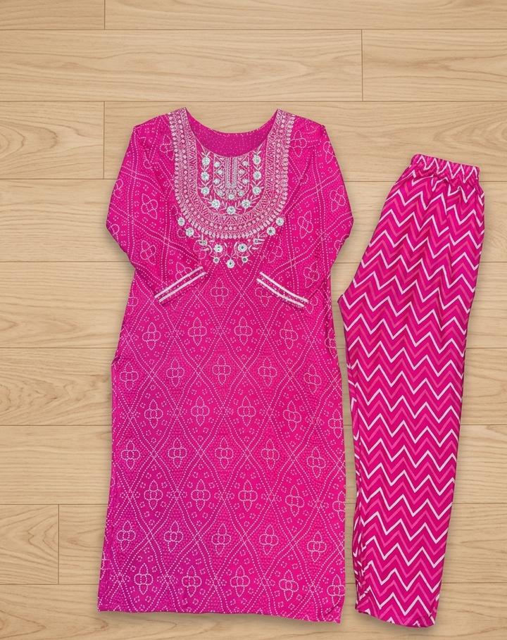 Sweet Pink-Straight Kurti Set