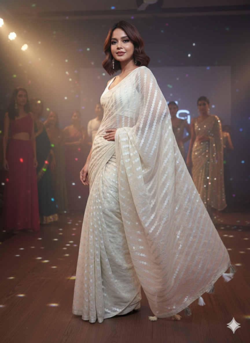 Slaying in  Crape Silk Saree