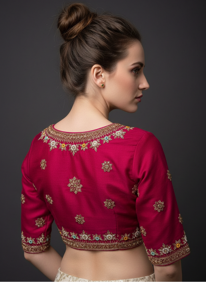 Made Of Vichitra Silk-Designer Blouse(Pink)