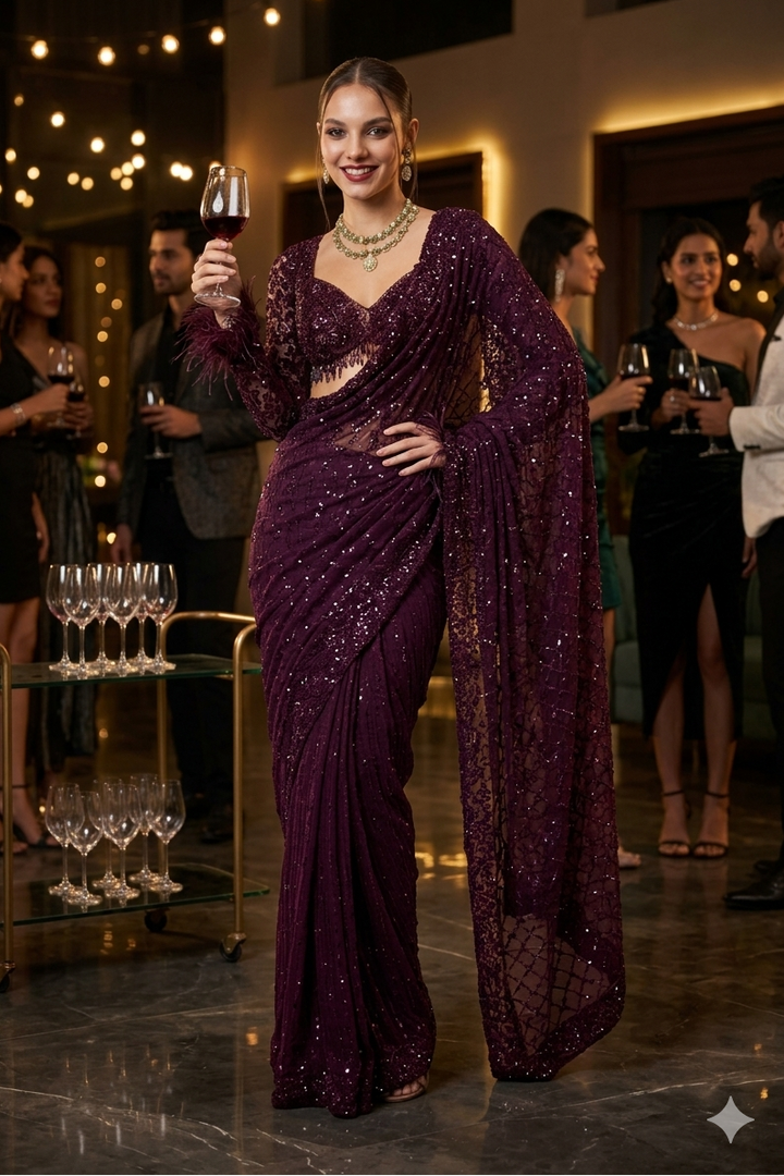Star Night Story  Georgette Saree