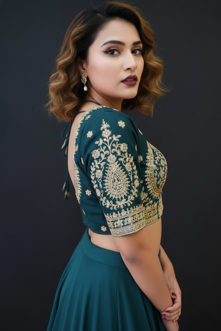 Flowing Art Designer Vichitra Silk Blouse