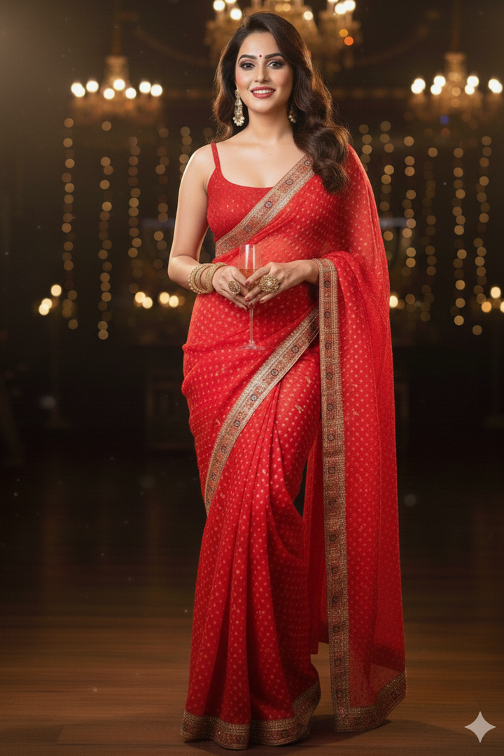 Shimmering Aura- Organza Silk Saree