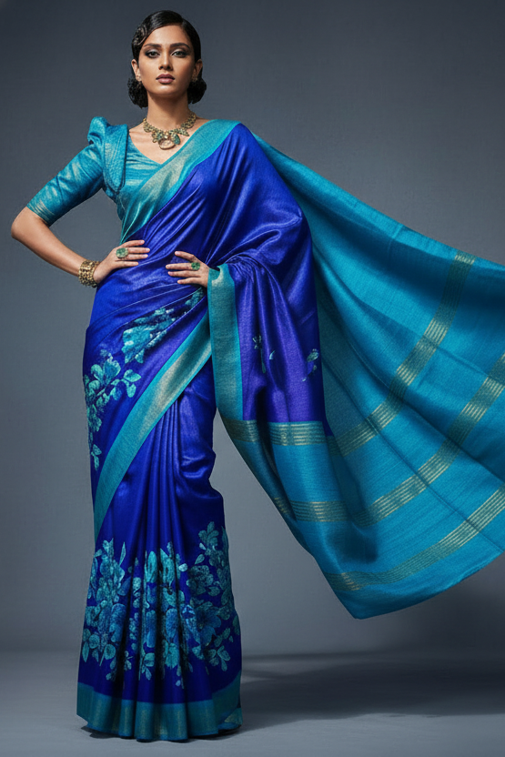 Golden Wand Ghicha Tussar Silk Saree