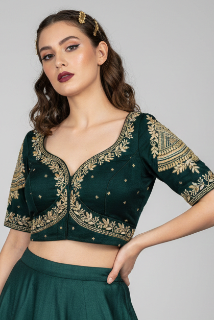Vichitra Queen- Designer Blouse(Green)