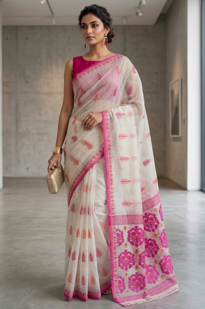 Ful Bagan Dhakai Jamdani Saree