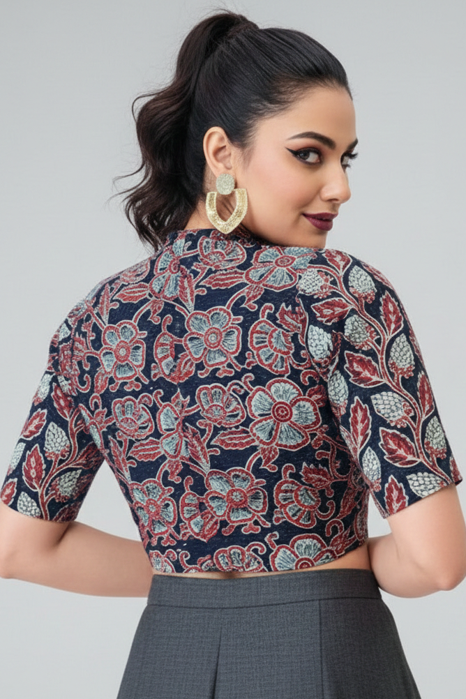 New Smoky Stretchable Ajrakh Blouse