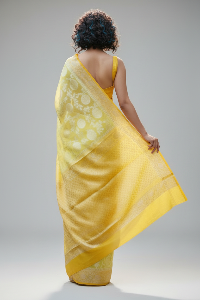 Banaras Blossom -Banarasi Semi Georgette Soft Silk  Saree