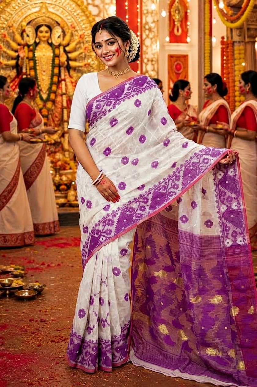 Kumudini | Karat Dhakai Jamdani Saree
