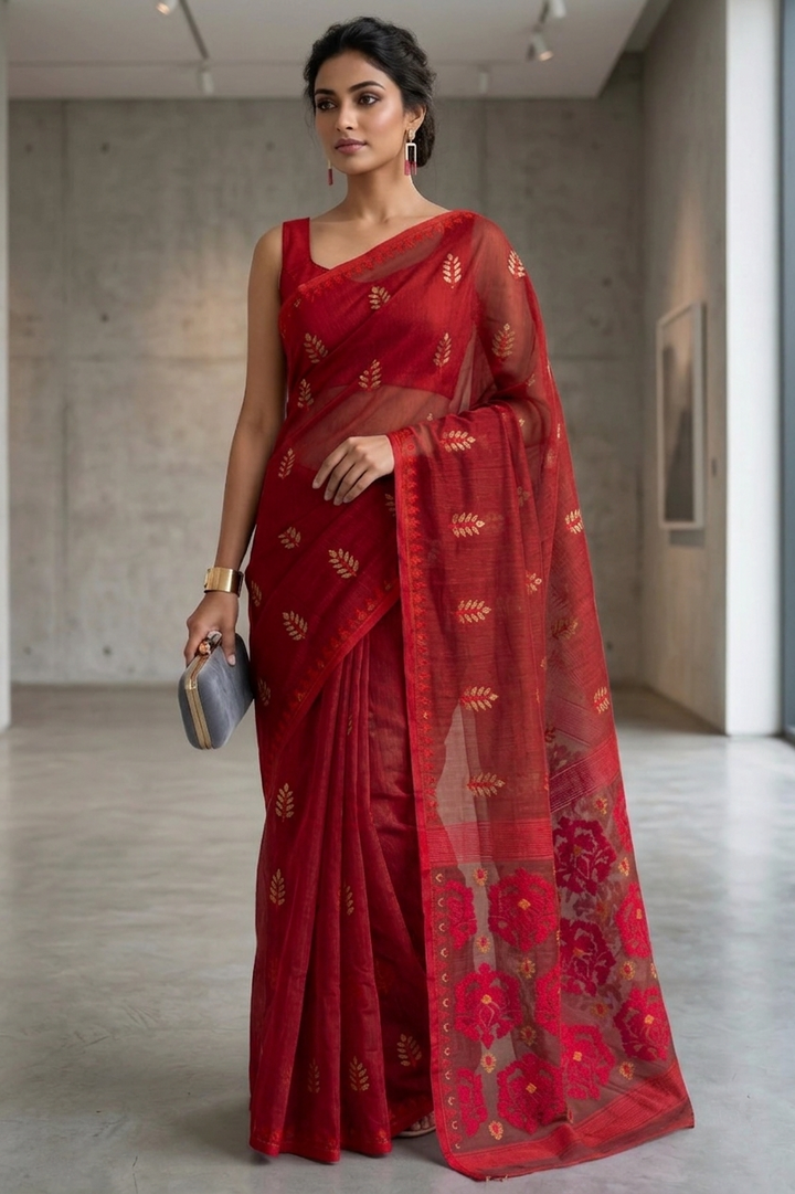 Ful Bagan Dhakai Jamdani Saree