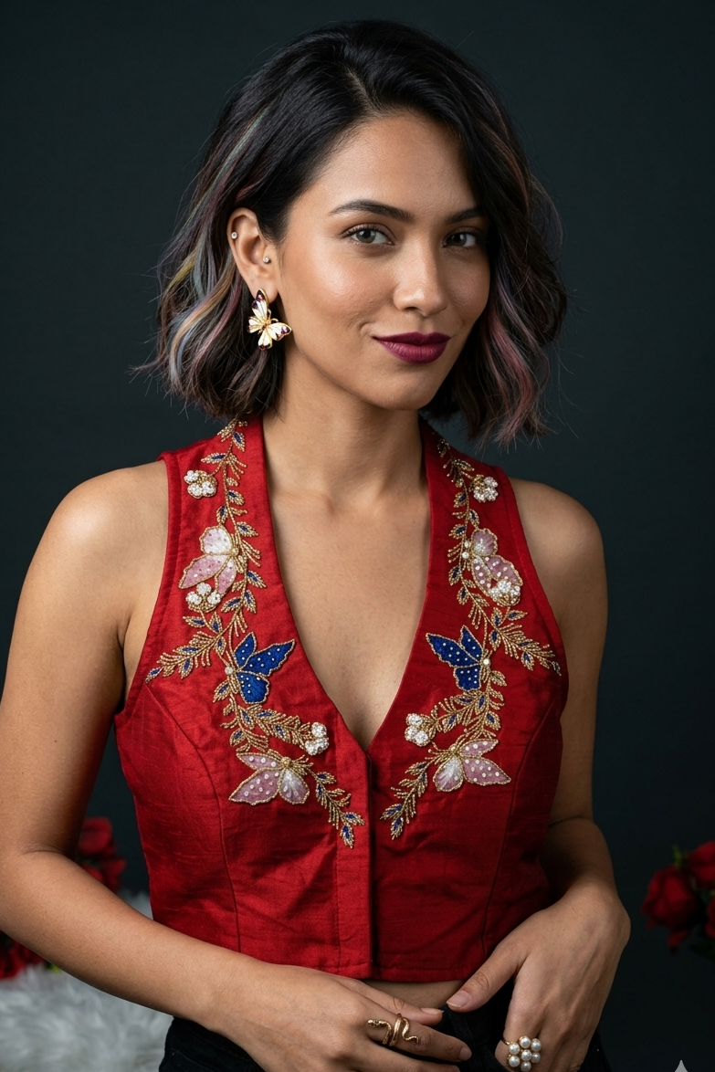 Dreamy Look- Aari Hand work Halter Blouse