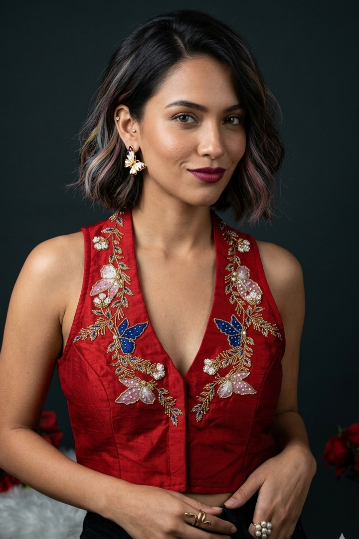 Dreamy Look- Aari Hand work Halter Blouse