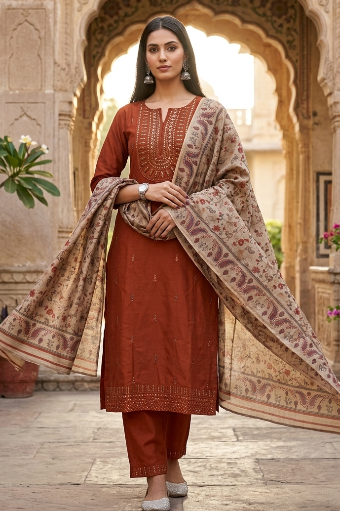 Elegance Redefined- The Cotton Silk 3-Piece Set