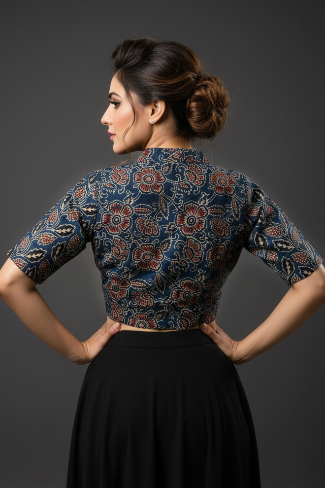 New Smoky Stretchable Ajrakh Blouse