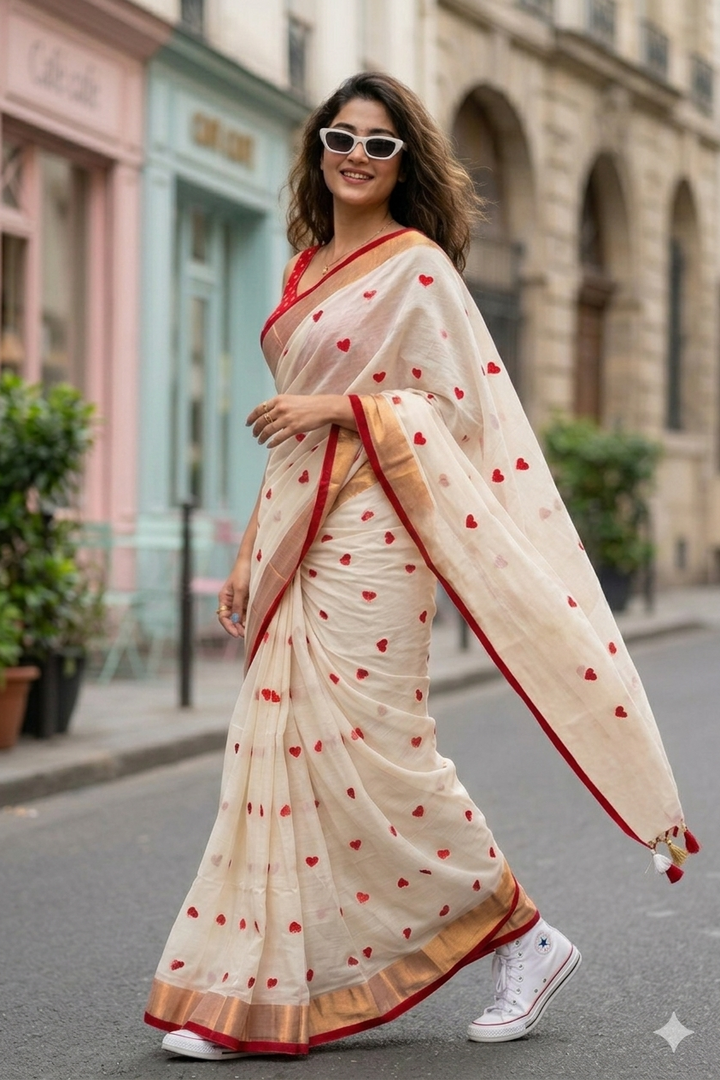 Love Embroidery Mul Cotton Saree