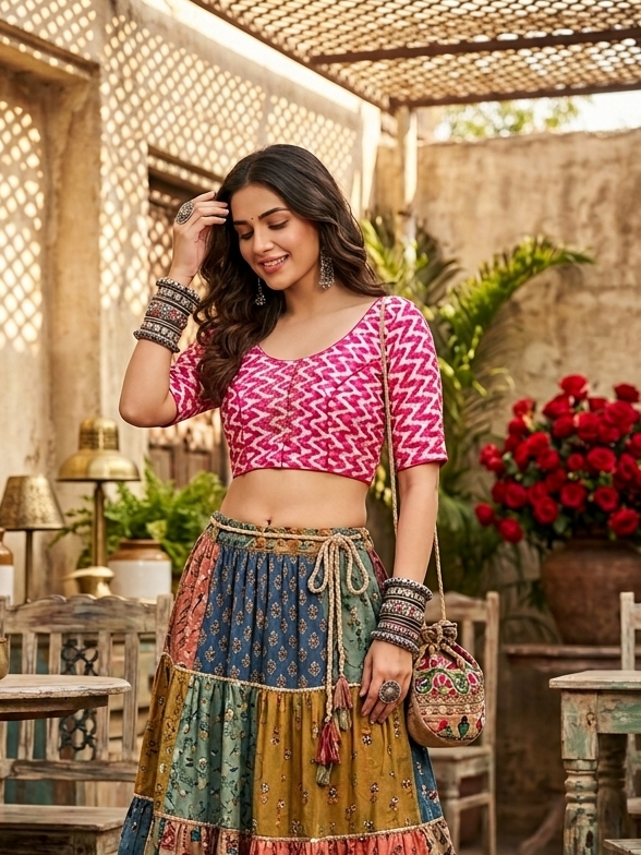 Dreamy Cute-Printed Cotton Designer Blouse