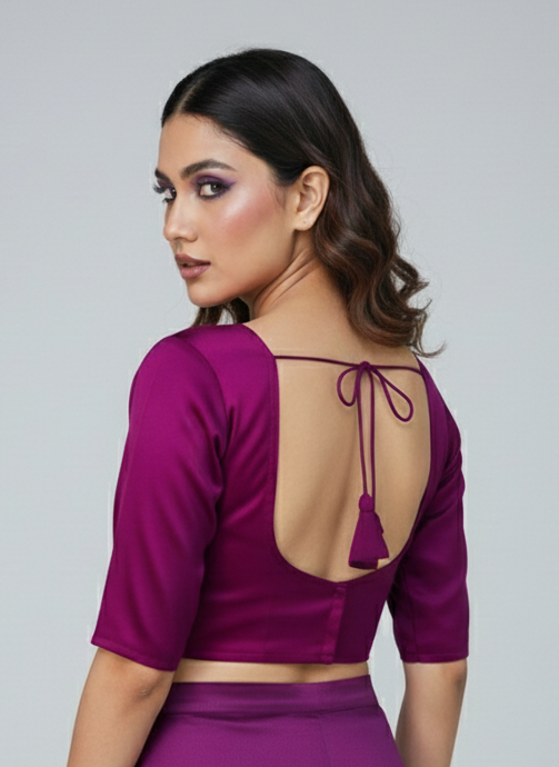 Plain Charm Fancy Designer Solid Color Blouse