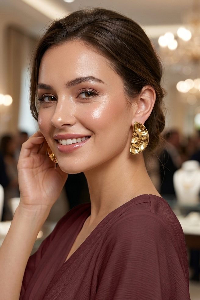 Semi Moon- Metal Earrings