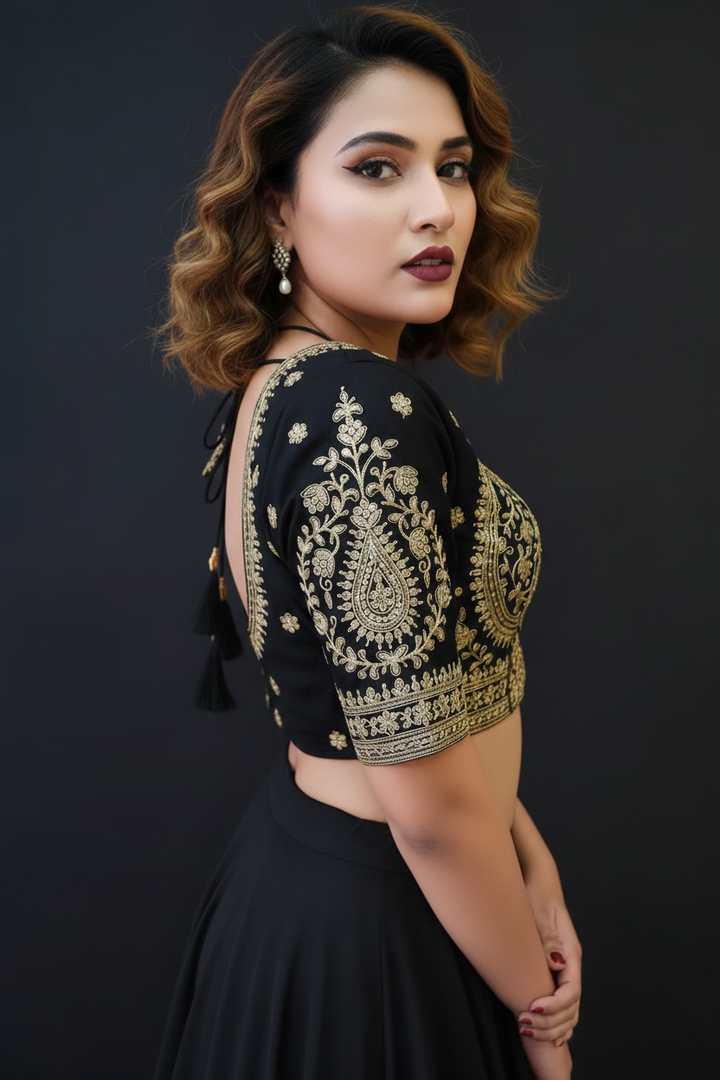 Flowing Art Designer Vichitra Silk Blouse