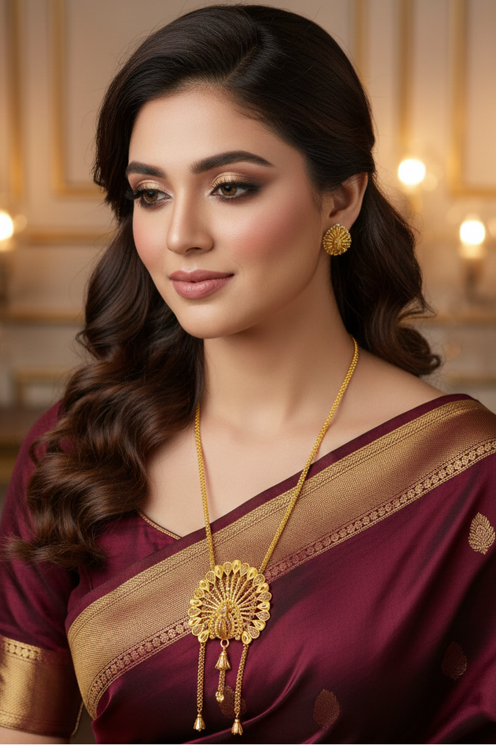 Peacock Aura-Statement Tie Chain Set