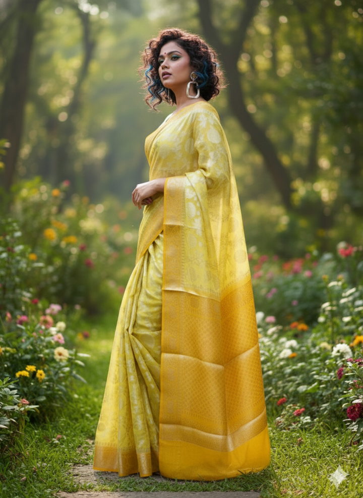 Banaras Blossom -Banarasi Semi Georgette Soft Silk  Saree