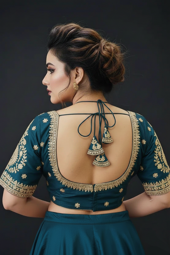 Flowing Art Designer Vichitra Silk Blouse