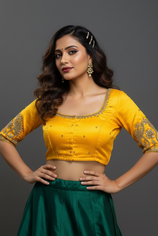 Crackling Flames - Designer Blouse With Maggam Hand work