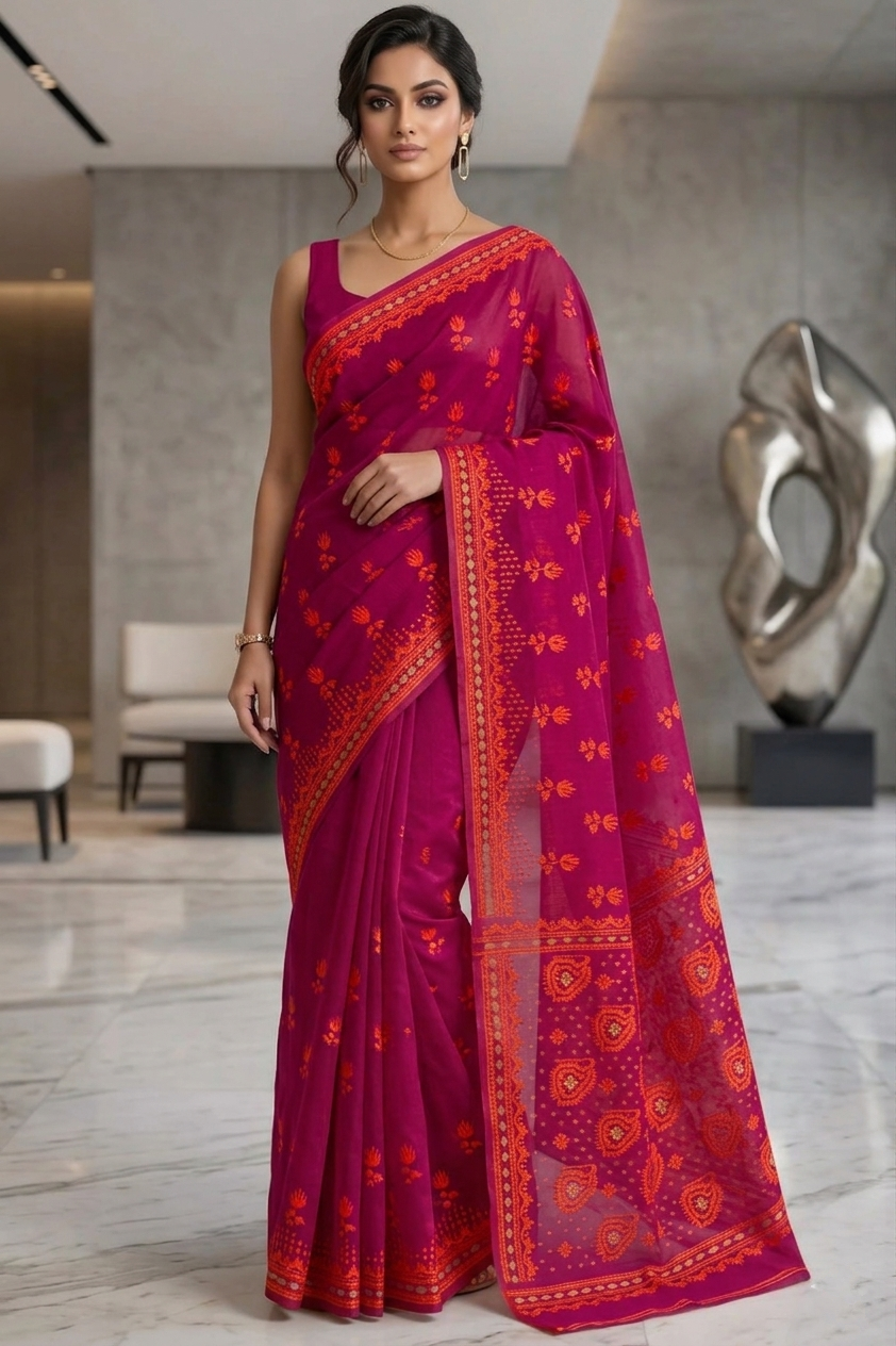 Pata Bahar Bengal Jamdani Saree