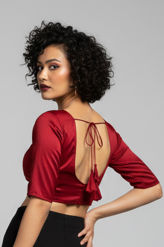 Plain Charm Fancy Designer Solid Color Blouse