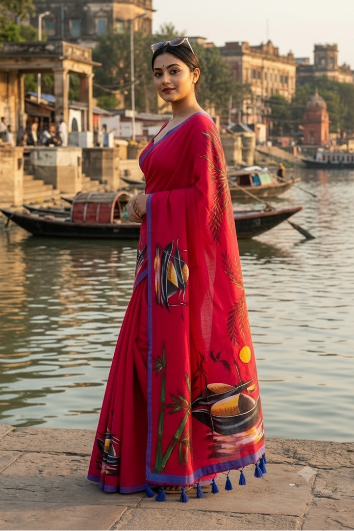 Mayur Tori Printed Cotton Saree