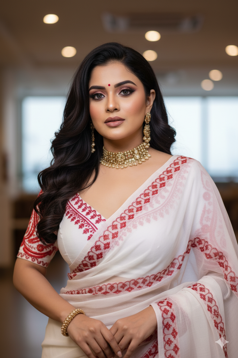 Love in Contrast - Exclusive Cotton Saree with Ready Made Designer Blouse