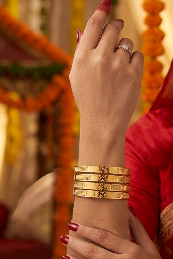 Warm Shine-Gold Plated Bangles set