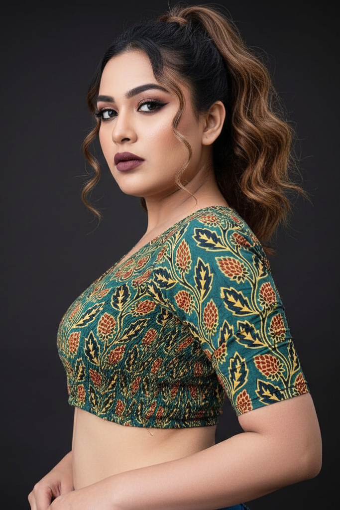 New Smoky Stretchable Ajrakh Blouse