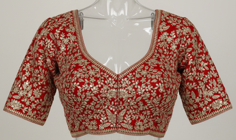 Red Gulmohar Rangoli Silk Saree