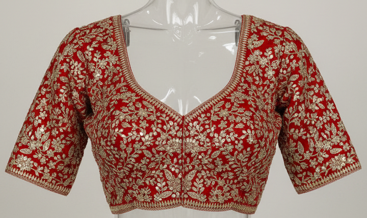 Red Gulmohar Rangoli Silk Saree