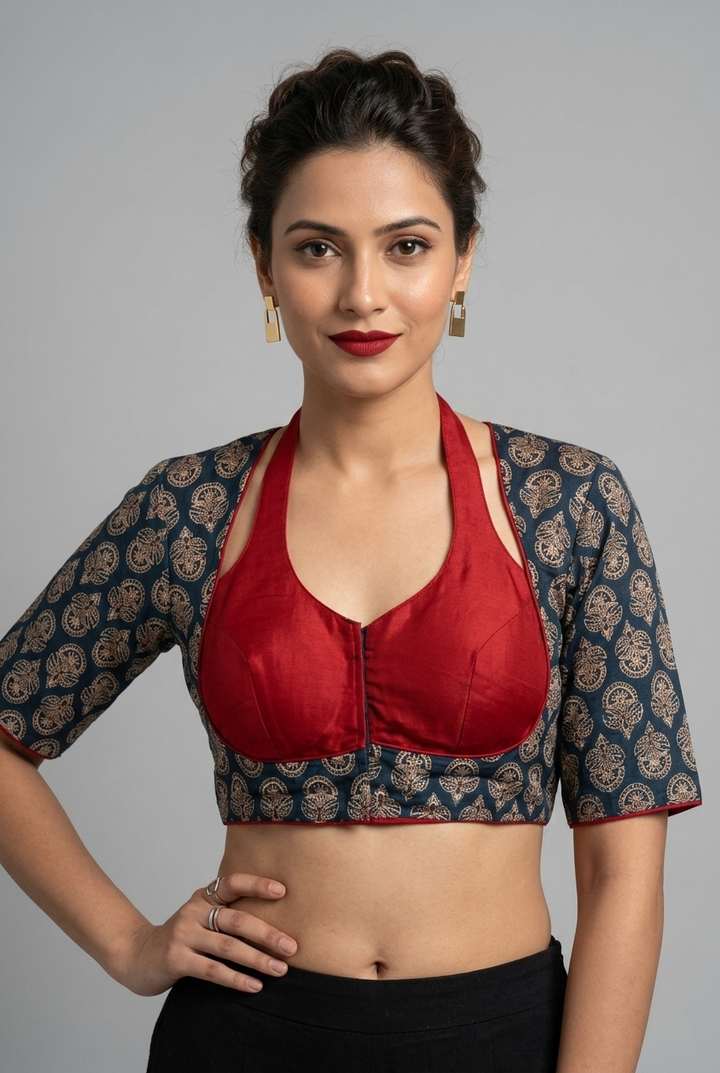Rupavarna Ajrakh Masaba Blouse