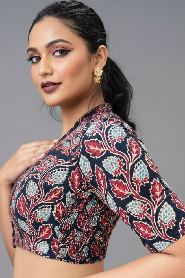 New Smoky Stretchable Ajrakh Blouse