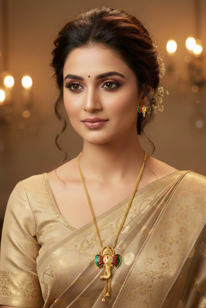 shri ganeshay namah(श्री गणेशाय नम)-Gold Plated Jewellery Set