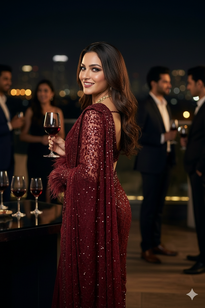 Star Night Story Georgette Saree
