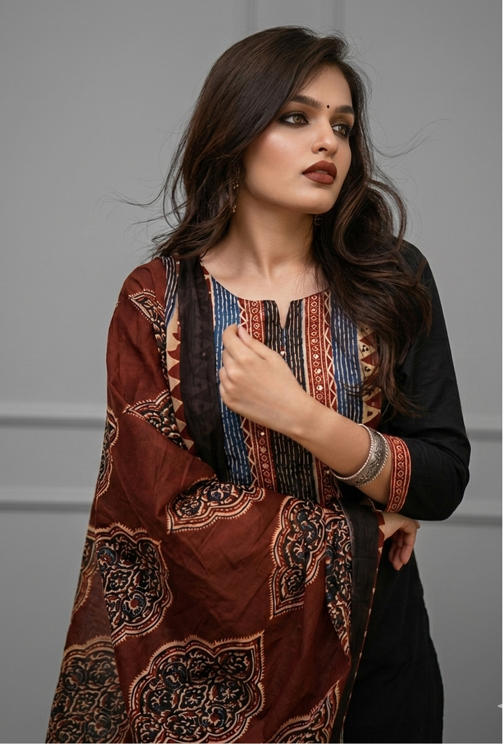 Black Slayer - Designer Cotton Kurti Set