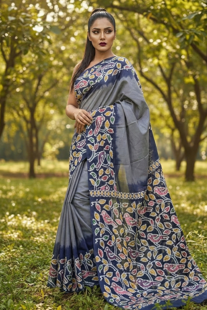 Aalpona- Handloom Mul Cotton Saree