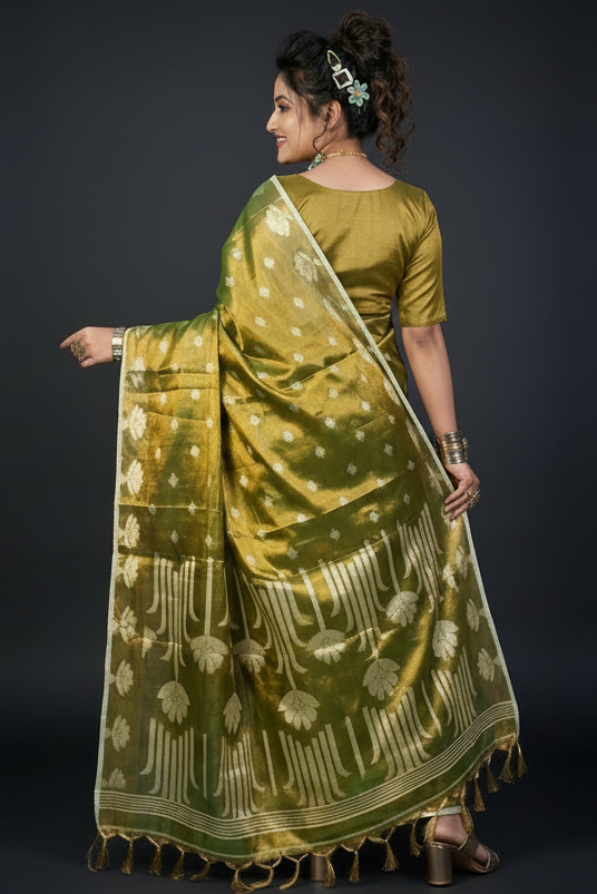 Tulip Bloom Tissue Cotton Saree