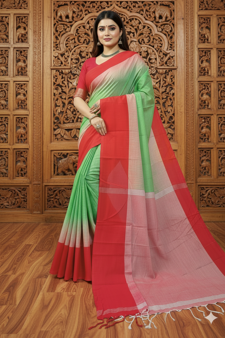 Shoroter Pathe Khadi Cotton Saree