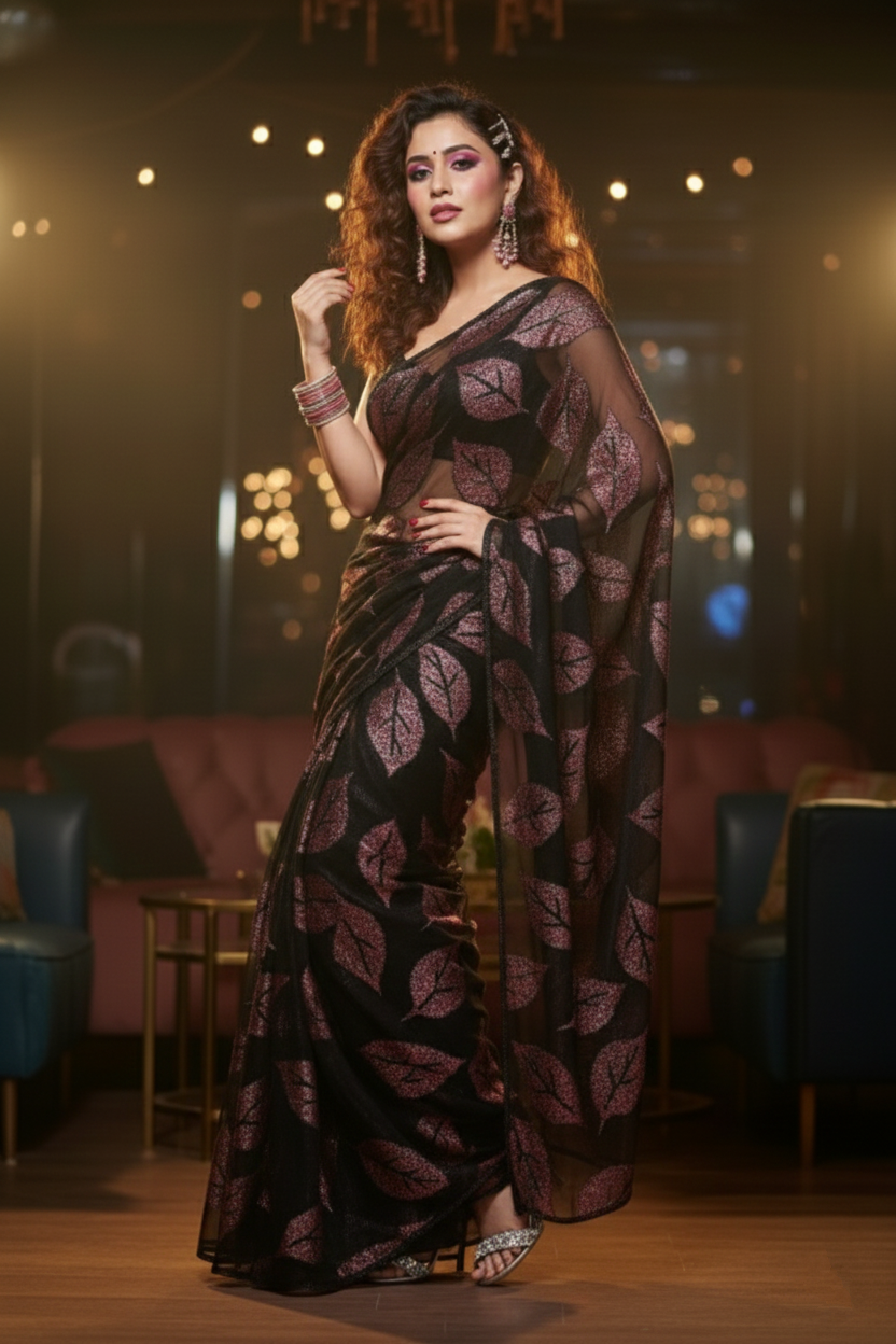 Verdant Elegance -Designer Georgette Saree