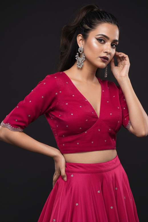 Pink Blast Designer Fendy Silk Blouse